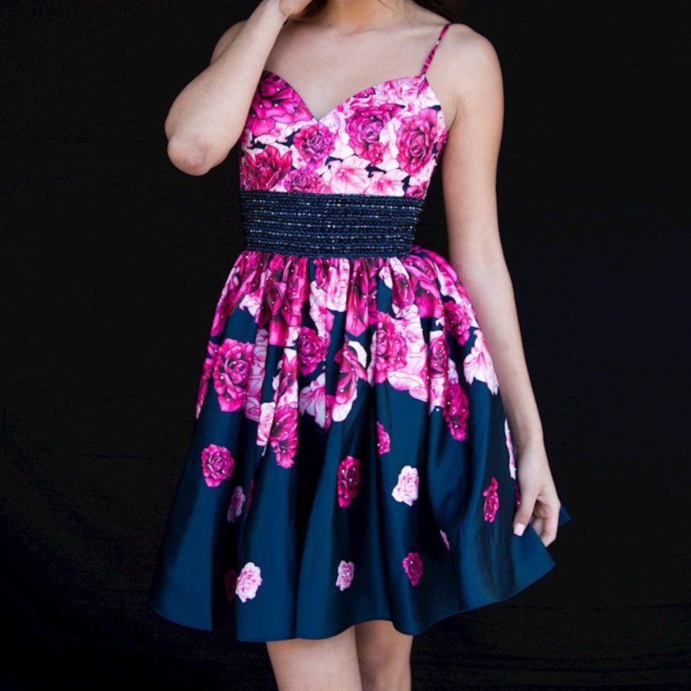 Vienna Prom A-line Floral Print Dress